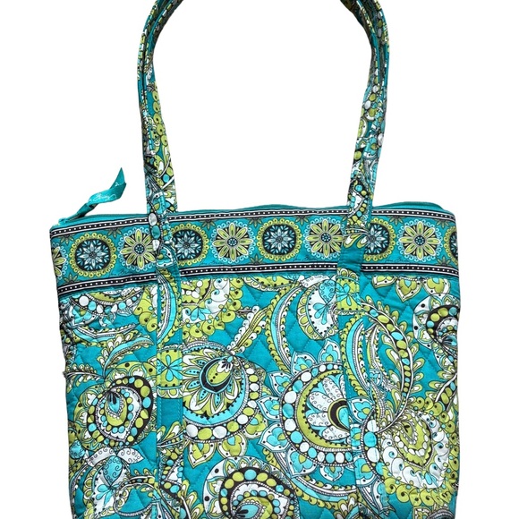 Vera Bradley Betsey Tote Peacock Print Retired 2007 Quilted Shoulder Bag Zip Top - Picture 2 of 5